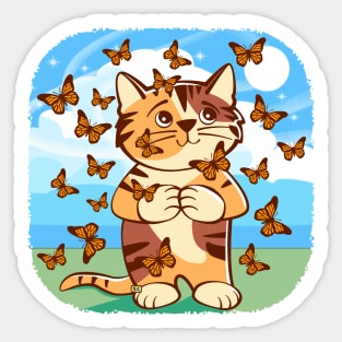 Kitten with Butterflies Sticker